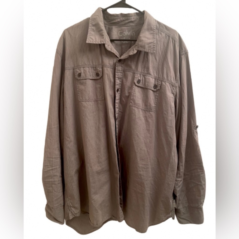 Calvin Klein Button Down Grey Men’s XXL 100% Cotton